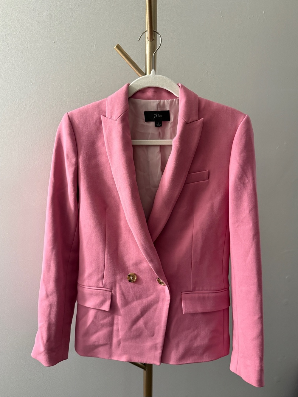 J. Crew Pink Double-Breasted Blazer with Gold Buttons